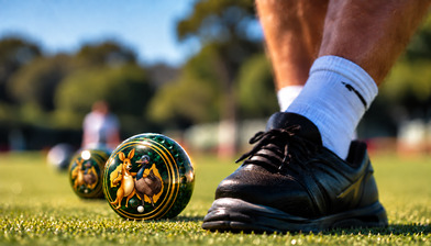 Player delivering a lawn bowl